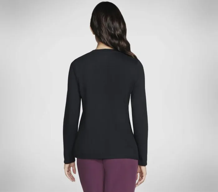 Skechers Rhinestone Burst Long Sleeve Tee Black Women Tops Skechers Rhinestone Burst Long Sleeve Tee Black Women Tops