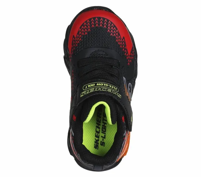 Skechers S Lights FlexGlow Bolt Black Red Kids Athletic Shoes and Sneakers