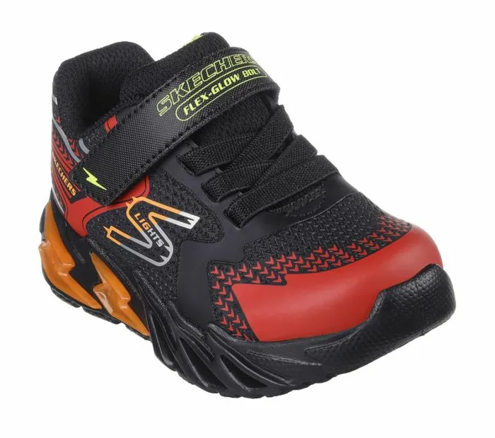 Skechers S Lights FlexGlow Bolt Black Red Kids Athletic Shoes and Sneakers Skechers S Lights FlexGlow Bolt Black Red Kids Athletic Shoes and Sneakers