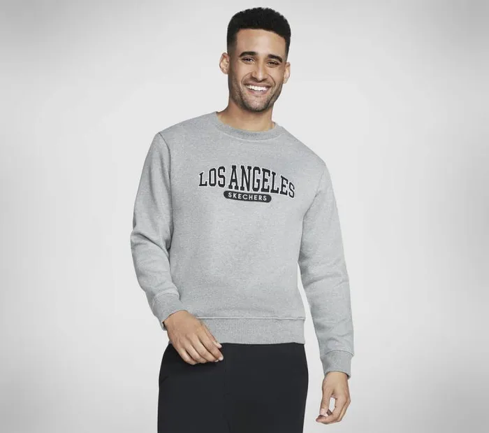 Skechers SkechSweats LA Crew Light Gray Men Tops
