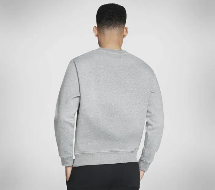 Skechers SkechSweats LA Crew Light Gray Men Tops Skechers SkechSweats LA Crew Light Gray Men Tops