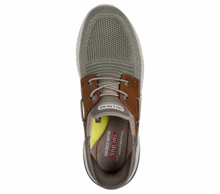 Skechers Skechers Slipins Delson 30 8211 Roth Taupe Brown Men Casual Sneakers