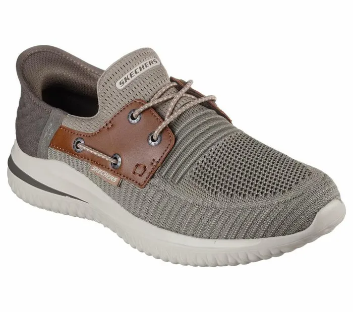 Skechers Skechers Slipins Delson 30 8211 Roth Taupe Brown Men Casual Sneakers