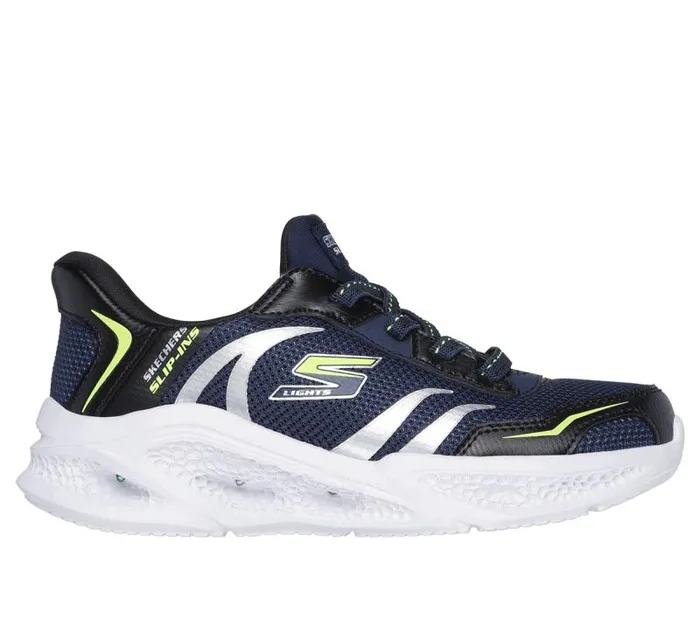 Skechers Skechers Slipins MeteorLights 8211 BriskBeams Navy Black Kids Athletic Shoes and Sneakers