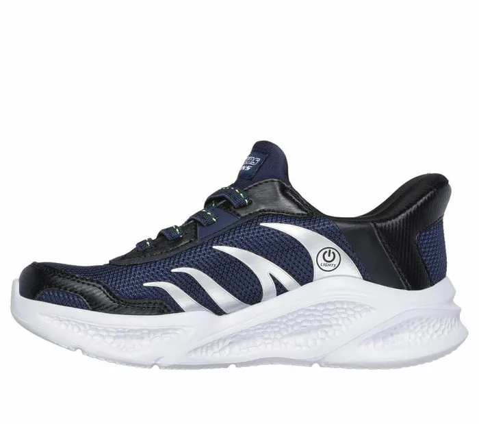 Skechers Skechers Slipins MeteorLights 8211 BriskBeams Navy Black Kids Athletic Shoes and Sneakers
