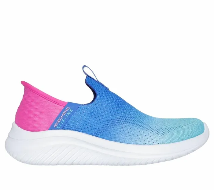 Skechers Skechers Slipins Ultra Flex 30 8211 Color Boost Blue Pink Kids Athletic Shoes and Sneakers