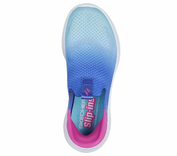 Skechers Skechers Slipins Ultra Flex 30 8211 Color Boost Blue Pink Kids Athletic Shoes and Sneakers