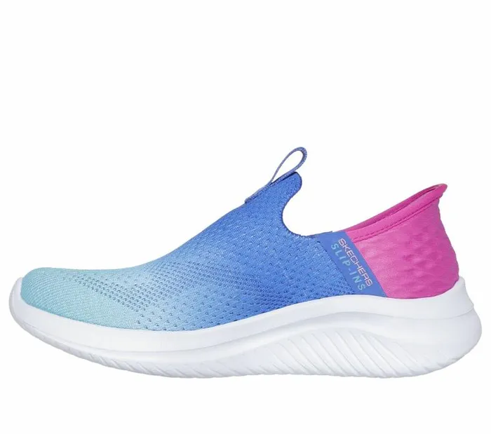 Skechers Skechers Slipins Ultra Flex 30 8211 Color Boost Blue Pink Kids Athletic Shoes and Sneakers