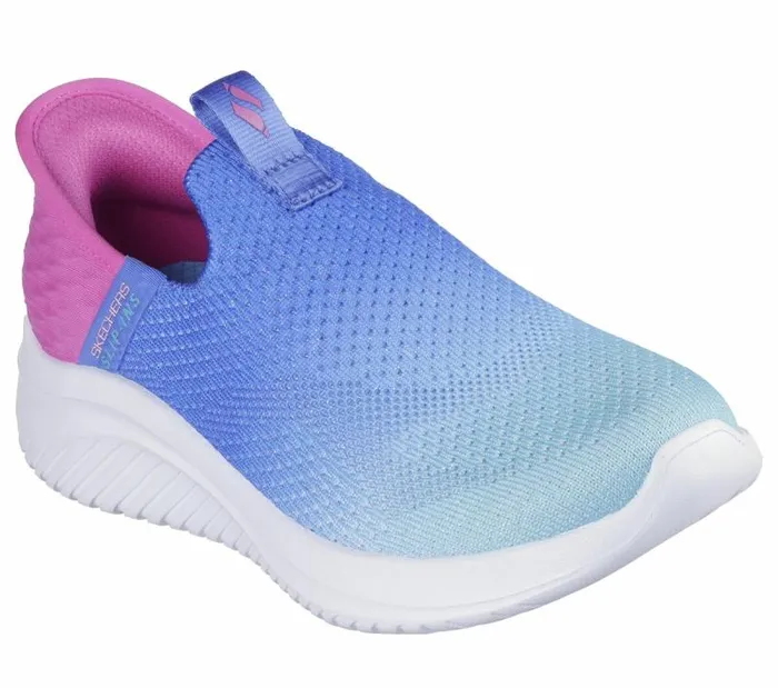 Skechers Skechers Slipins Ultra Flex 30 8211 Color Boost Blue Pink Kids Athletic Shoes and Sneakers