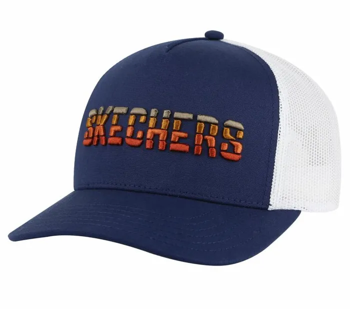 Skechers Skechers Textured Logo Trucker Hat Charcoal Navy WomenMen Hats