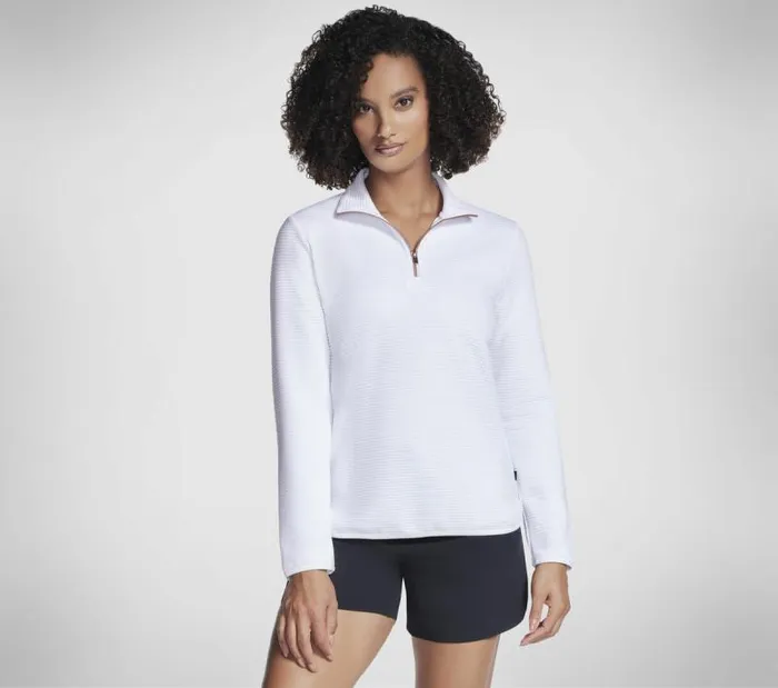Skechers SoftKnit Ottoman 14 Zip White Women Tops