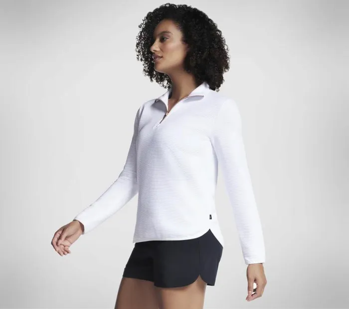Skechers SoftKnit Ottoman 14 Zip White Women Tops Skechers SoftKnit Ottoman 14 Zip White Women Tops