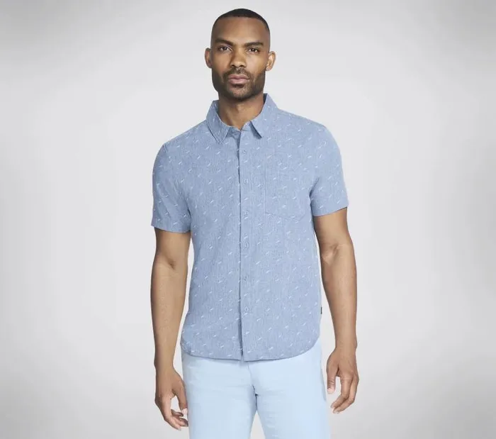 Skechers The GO WALK Air Printed Short Sleeve Shirt Denim Men Tops