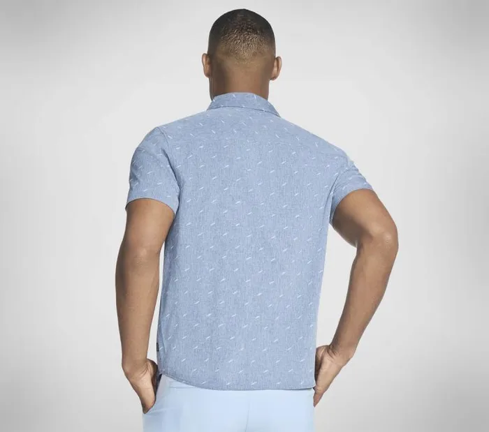 Skechers The GO WALK Air Printed Short Sleeve Shirt Denim Men Tops Skechers The GO WALK Air Printed Short Sleeve Shirt Denim Men Tops