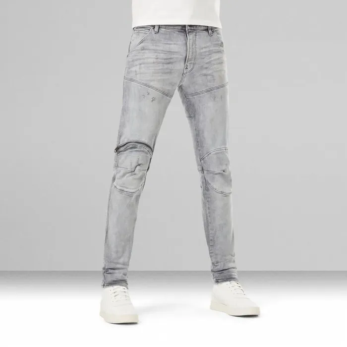 Skinny Men GStar RAW 5620 3D Zip Knee Skinny Jeans Vintage Oreon Grey Destroyed Skinny Men GStar RAW 5620 3D Zip Knee Skinny Jeans Vintage Oreon Grey Destroyed