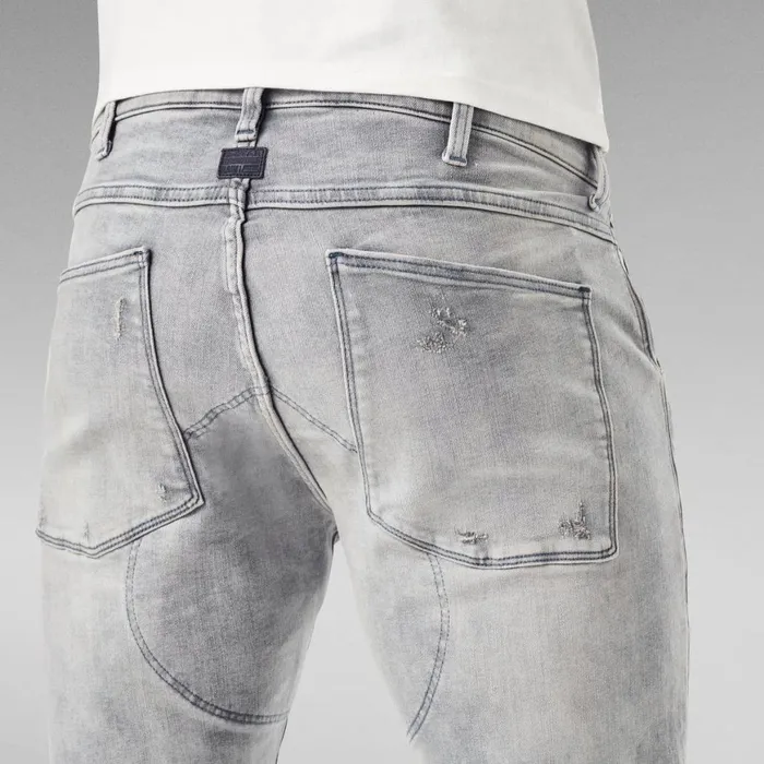 Skinny Men GStar RAW 5620 3D Zip Knee Skinny Jeans Vintage Oreon Grey Destroyed