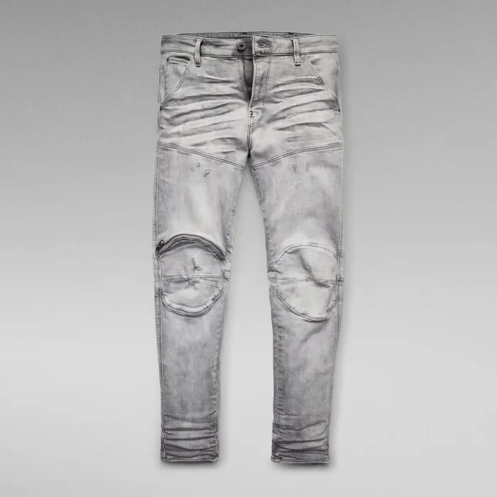 Skinny Men GStar RAW 5620 3D Zip Knee Skinny Jeans Vintage Oreon Grey Destroyed