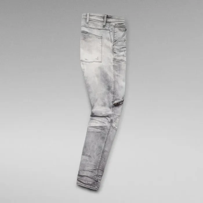 Skinny Men GStar RAW 5620 3D Zip Knee Skinny Jeans Vintage Oreon Grey Destroyed