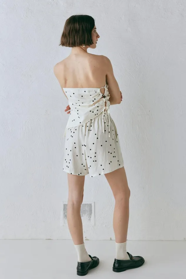 Sleeveless Women VRG GRL Sunrays Linen Top Dot
