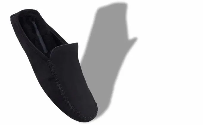 Slippers Men Manolo Blahnik CRAWFORDNavy Blue Suede Slippers