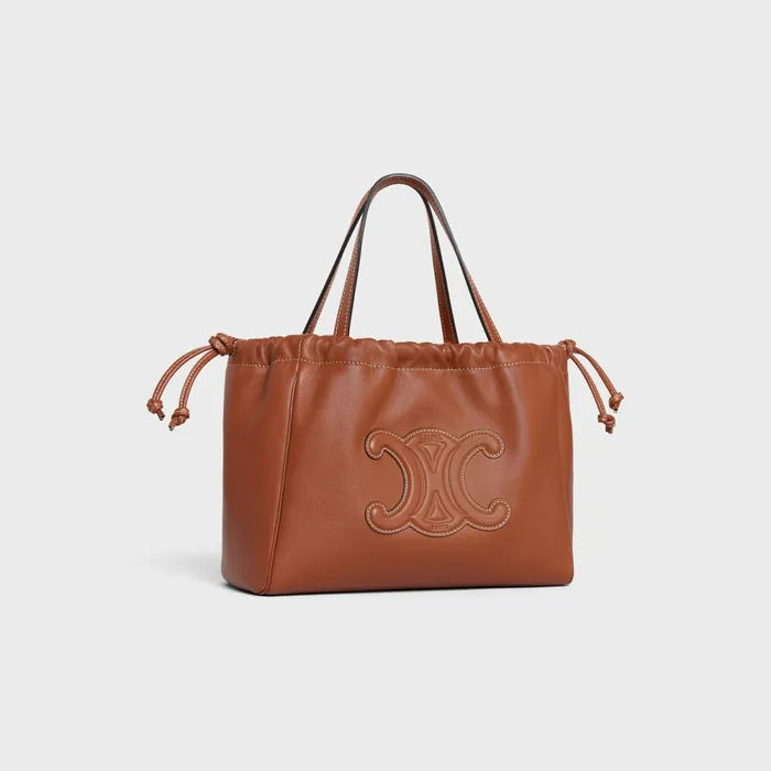 Small Cabas Drawstring Cuir Triomphe In Smooth Calfskin Tan Women CELINE CUIR TRIOMPHE