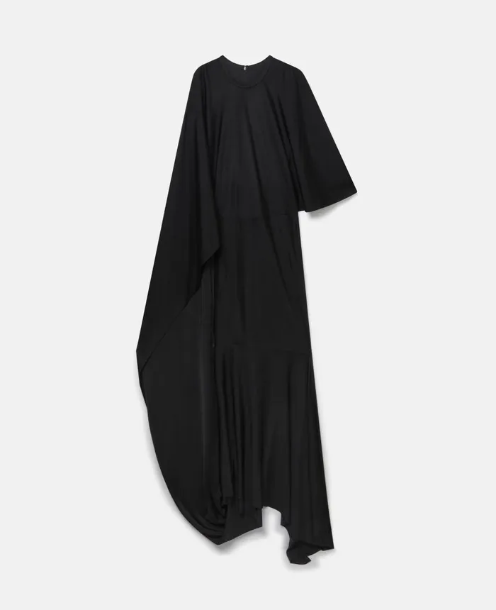 Stella McCartney Asymmetric Cape Sleeve Dress Black Women Dresses