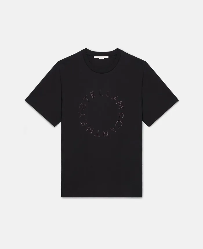 Stella McCartney Diamant Logo TShirt Black Women Shirts And Tops