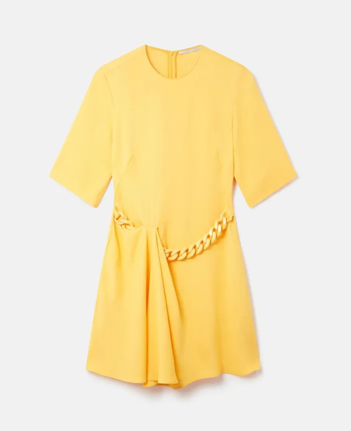 Stella McCartney Falabella Chain Jersey Dress Sunflower Yellow Women Dresses