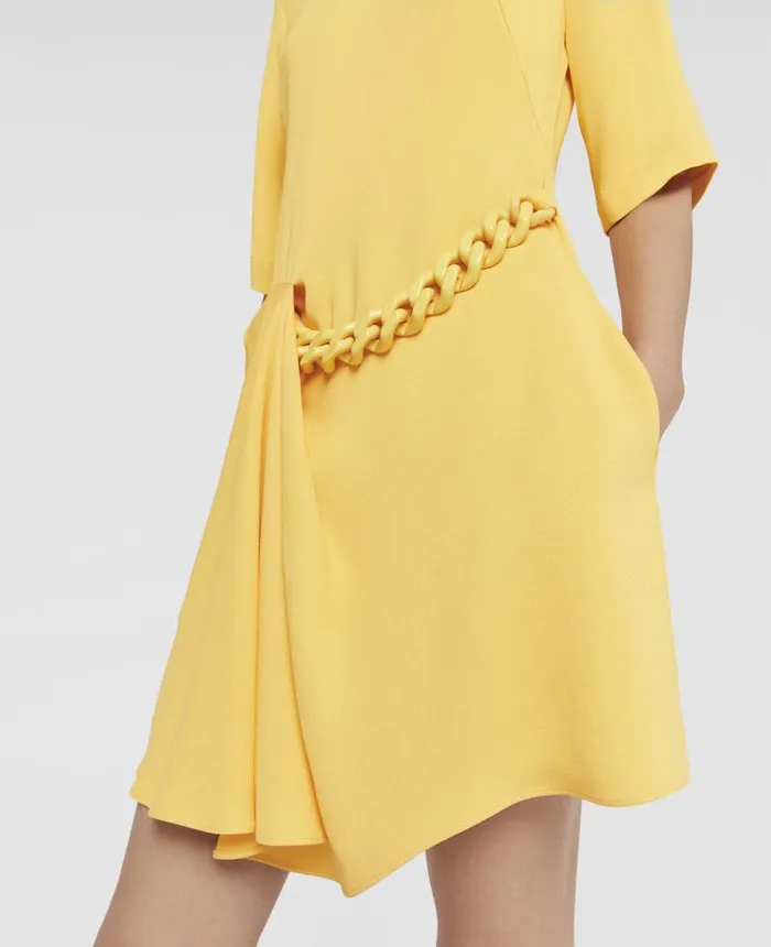 Stella McCartney Falabella Chain Jersey Dress Sunflower Yellow Women Dresses Stella McCartney Falabella Chain Jersey Dress Sunflower Yellow Women Dresses