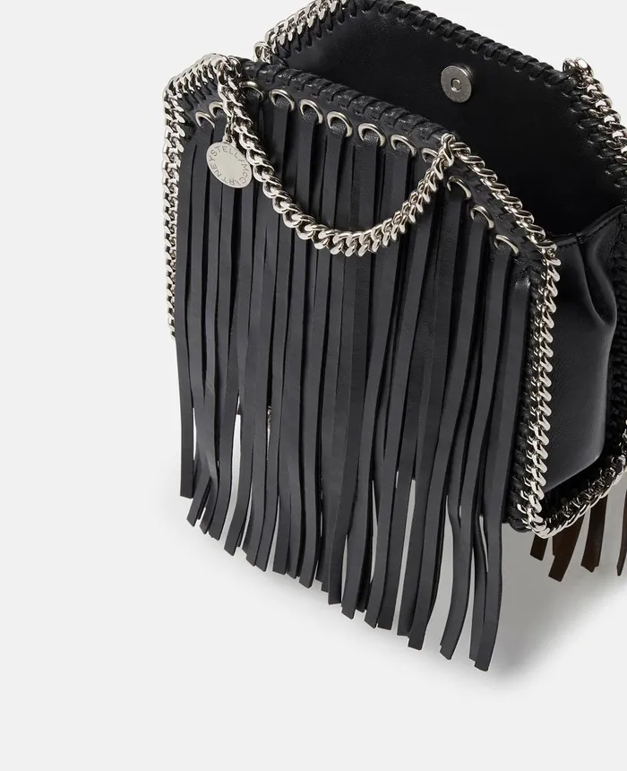 Stella McCartney Falabella Fringed Tiny Tote Bag Black Women Crossbody Bags