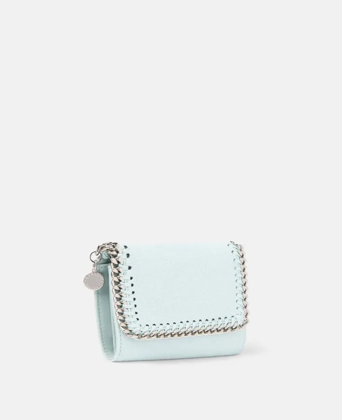 Stella McCartney Falabella Small Flap Wallet Mist Blue Women Compact Wallets Stella McCartney Falabella Small Flap Wallet Mist Blue Women Compact Wallets