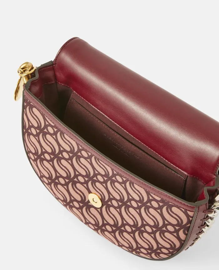 Stella McCartney Frayme Medium SWave Flap Shoulder Bag Burgundy Women Crossbody Bags Stella McCartney Frayme Medium SWave Flap Shoulder Bag Burgundy Women Crossbody Bags