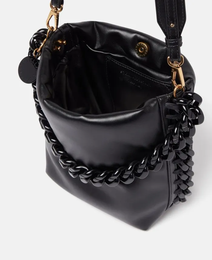 Stella McCartney Frayme Padded Bucket Shoulder Bag Black Women Frayme Bag