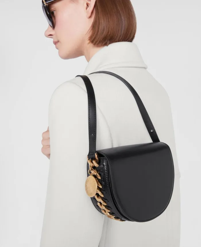 Stella McCartney Frayme Small Flap Shoulder Bag Black Women Mini Bags And Clutches Stella McCartney Frayme Small Flap Shoulder Bag Black Women Mini Bags And Clutches
