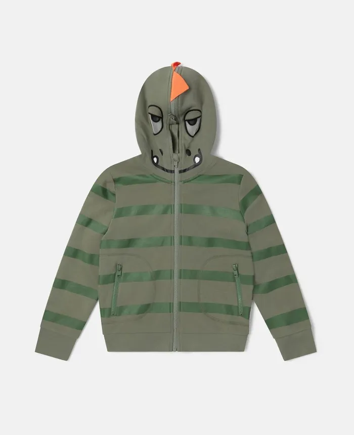 Stella McCartney Gecko Bandit Zip Hoodie Khaki Kids TShirts And Sweatshirt