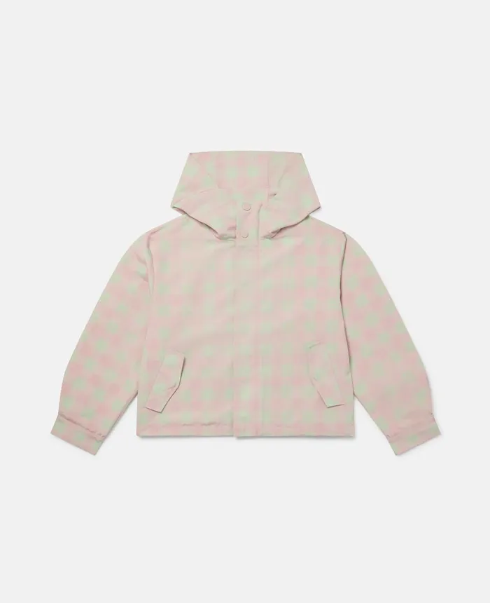 Stella McCartney Gingham Check Hooded Jacket Pink Kids Outerwear