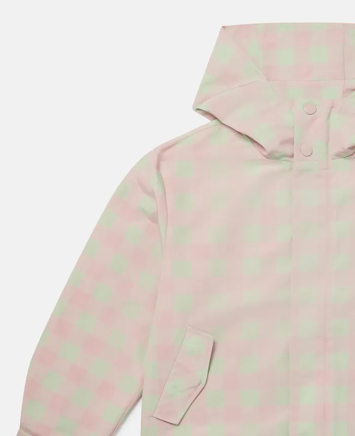 Stella McCartney Gingham Check Hooded Jacket Pink Kids Outerwear