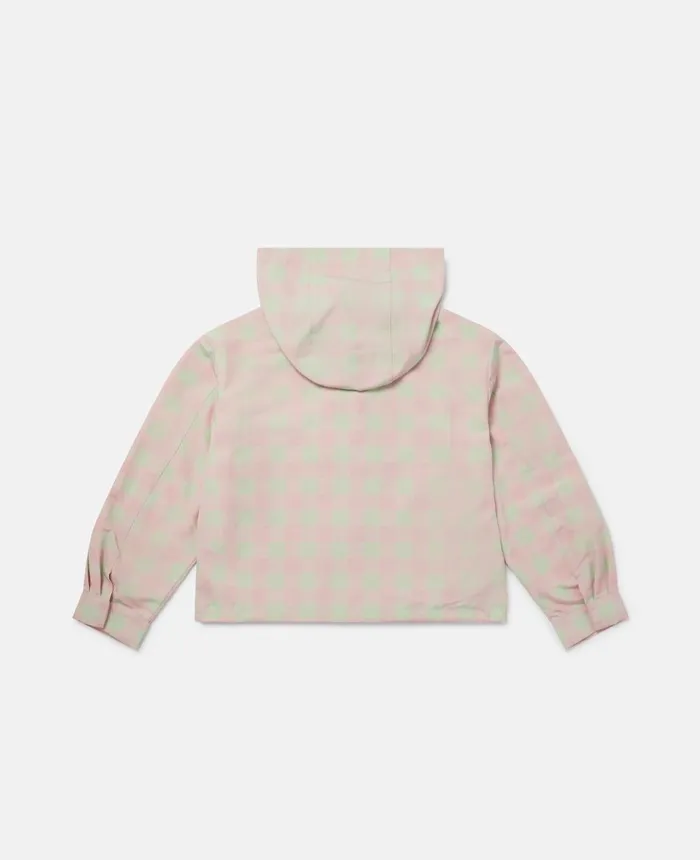 Stella McCartney Gingham Check Hooded Jacket Pink Kids Outerwear