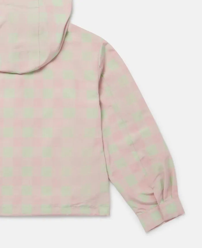 Stella McCartney Gingham Check Hooded Jacket Pink Kids Outerwear