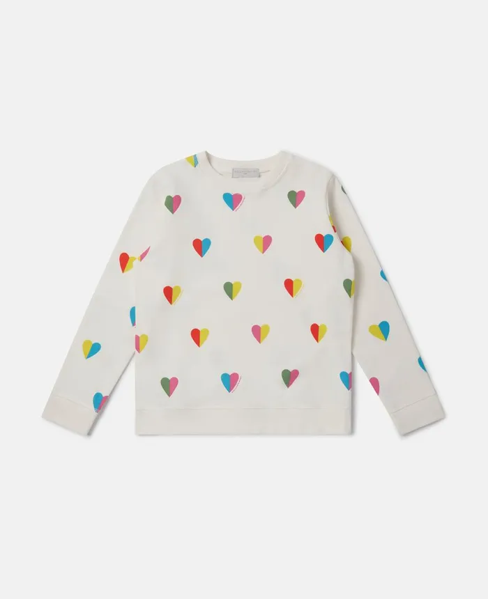 Stella McCartney Heart Print Longline Sweatshirt White Kids TShirts And Tops