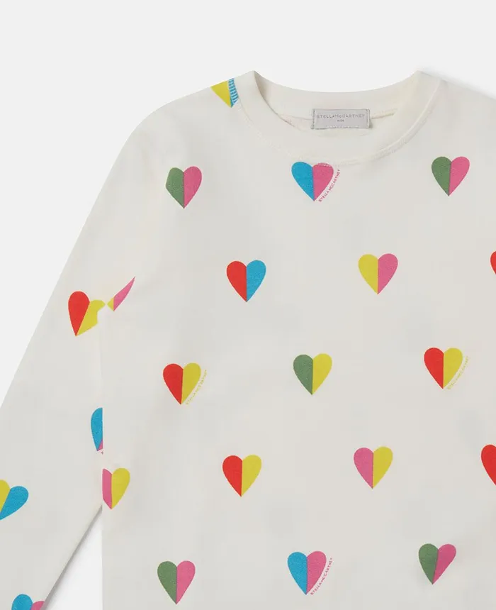 Stella McCartney Heart Print Longline Sweatshirt White Kids TShirts And Tops Stella McCartney Heart Print Longline Sweatshirt White Kids TShirts And Tops
