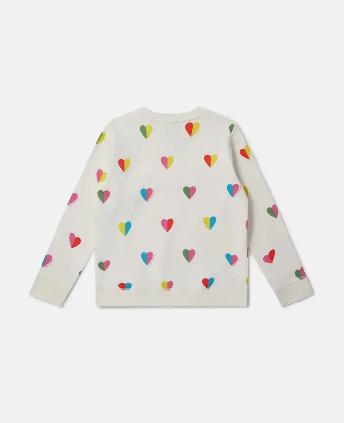Stella McCartney Heart Print Longline Sweatshirt White Kids TShirts And Tops Stella McCartney Heart Print Longline Sweatshirt White Kids TShirts And Tops