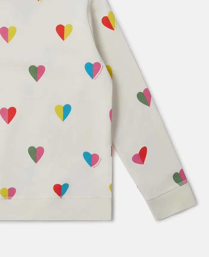 Stella McCartney Heart Print Longline Sweatshirt White Kids TShirts And Tops Stella McCartney Heart Print Longline Sweatshirt White Kids TShirts And Tops