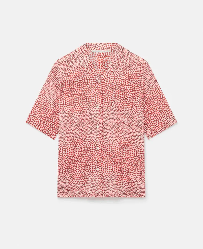 Stella McCartney Heart Print OpenBack Top Red Women Shirts And Tops