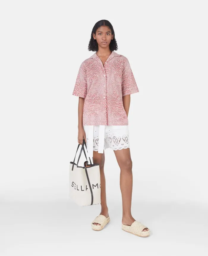 Stella McCartney Heart Print OpenBack Top Red Women Shirts And Tops