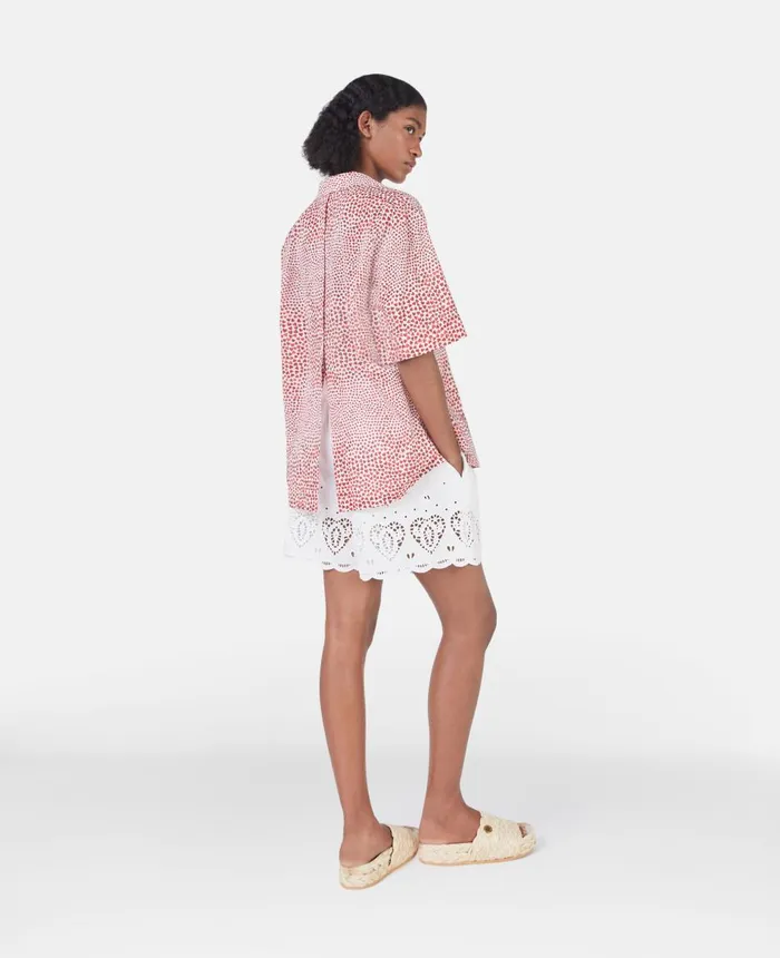 Stella McCartney Heart Print OpenBack Top Red Women Shirts And Tops