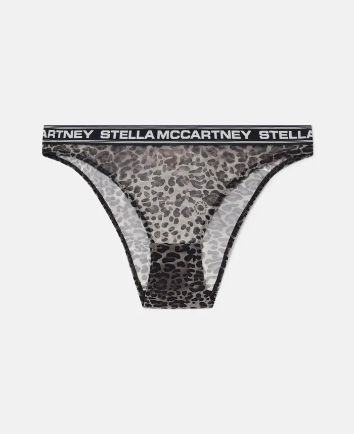 Stella McCartney Leopard Print Mesh Bikini Briefs Grey Women Lingerie And Sleepwear Stella McCartney Leopard Print Mesh Bikini Briefs Grey Women Lingerie And Sleepwear
