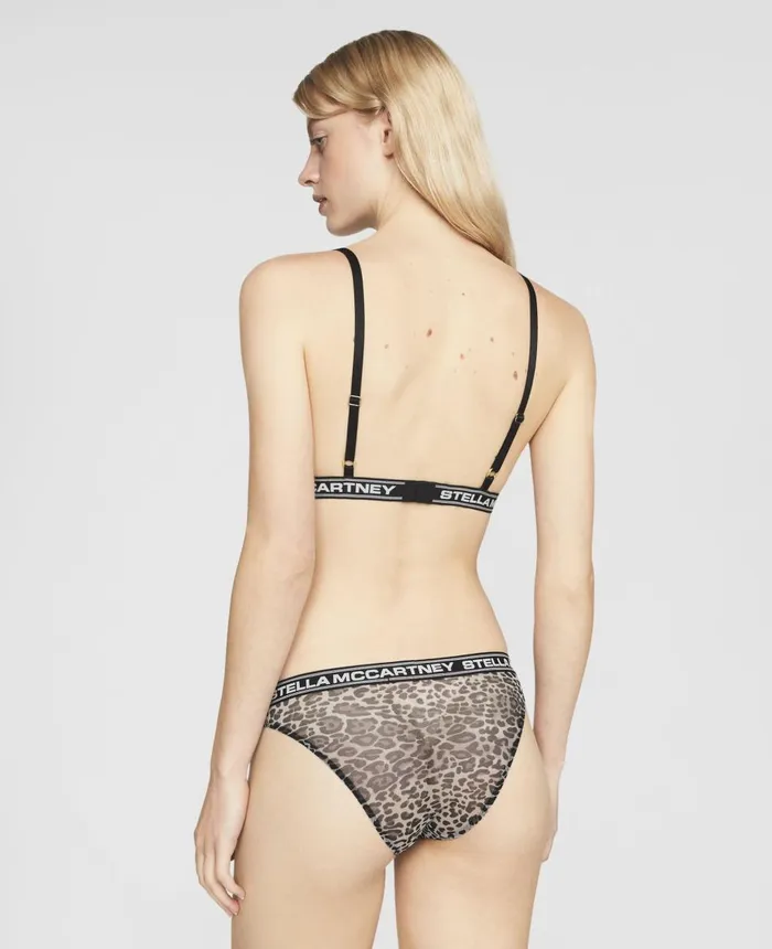 Stella McCartney Leopard Print Mesh Bikini Briefs Grey Women Lingerie And Sleepwear