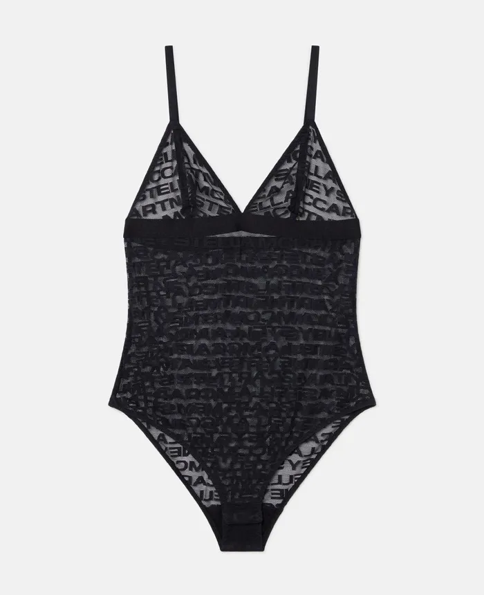 Stella McCartney Monogram Mesh Bodysuit Black Women Lingerie And Sleepwear