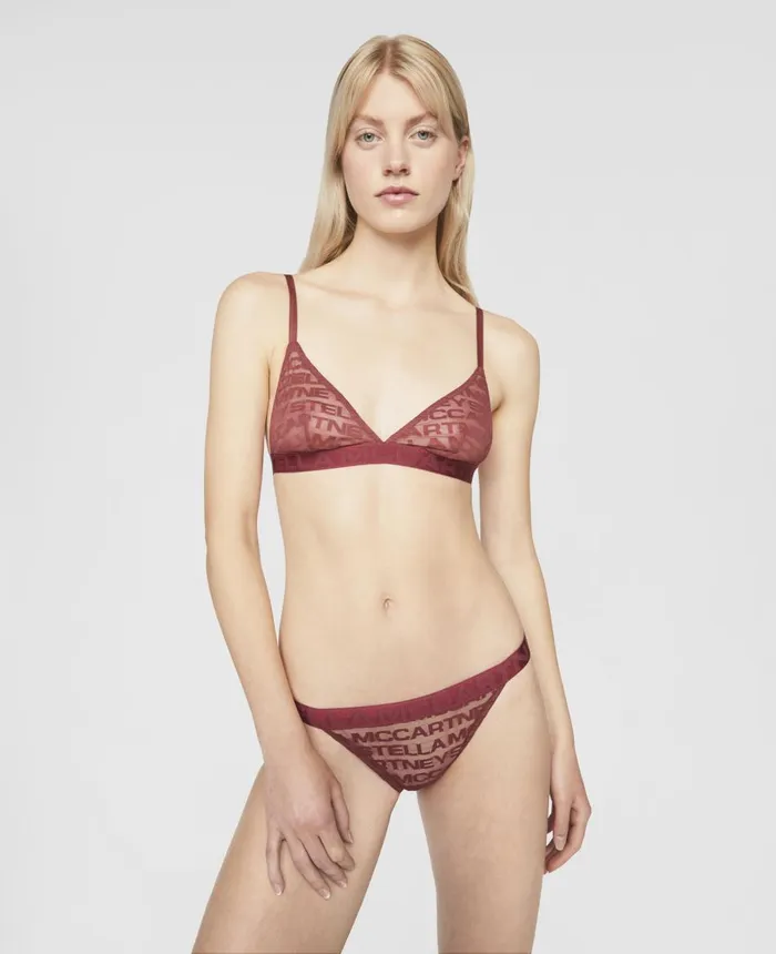 Stella McCartney Monogram Mesh Bralette Burgundy Women Lingerie And Sleepwear Stella McCartney Monogram Mesh Bralette Burgundy Women Lingerie And Sleepwear